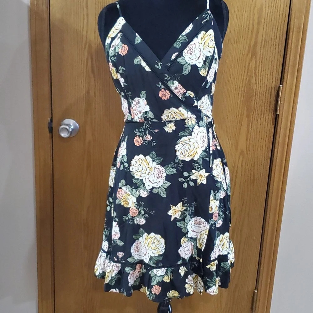 B.O.G collective floral wrap style strappy mini dress